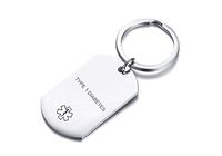VNOX Personlized Customize Engraving Medical Alert Dog Tag Stainless Steel Keychain for Men Women (Style 6-26MM47MM, Type 1 Diabetes)
