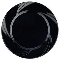 Newbury Collection 9" Black Plastic Plates, Heavyweight Disposable Plates 15 Per Pack