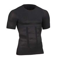 Mens Posture Corrector Tshirt Chest Shaper Waist Belly Reducer Slimming Stomach Abdomen Tights for,Black,XL