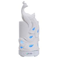 Essential Oil Diffuser Ceramic Peacock Hand-Crafted Humidifier with Timer Cool Mist Whisper-Quiet Ultrasonic Humidifier for Essential Oils,Pretty Crafts Ornaments for Office Room(White)