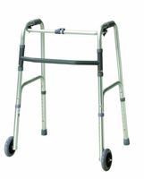 Fabrication Enterprises Folding 2-Button Walker, 5" Wheel-Glides, Adult, 1 Each