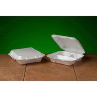 Genpak SN103 Small Foam Hinged Container 3-Comp 8-7/16x7-5/8x2-3/8 White 100/BG 2 BG/CT