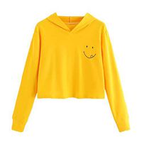FRC0LT Hoodies, Womens Kawaii Clouds Printing Long Sleeve Casual Sweatshirt Pullover (S, Smile Yellow)