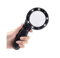 USB Magnifying Glass Handheld Portable Best Illuminated Magnifier 10X with 6 Led Light, for Reading Inspection Exploring Hobbies and Currency Detecting