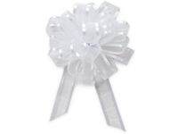 White Sheer w/Satin Edge4" - 18 Loops- Organza Pull Bow (5 Unit, 12 Pack per Unit.)