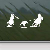 FocEnterprises Team Roping Roper Horse White Sticker Decal Car Window Wall MacBook Notebook Laptop Sticker Decal