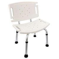 Heavy Duty Shower Chair for Handicap, Disabled, Seniors & Elderly Adjustable Height Bath and Shower Chair Seat Supports up to 220 lbs White with backrest