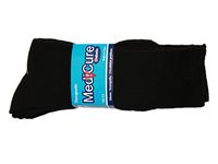 Diabetic socks, unisex cotton therapeutic non binding socks, 3 pairs per pack. Choose your favorite color! (9-11 Crew Black, 3)