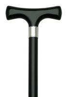 Walking Cane - "T" shaped handle on hardwood shaft with metal band,13/16 diameter shaft 36" long with rubber tip.