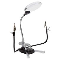 2X Desktop Clip On Led Magnifier Lamp with 5X Bifocal Lens Black Silver