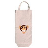 Monkey Head Funny Cotton Canvas Wine Bag Tote With Handles Wine Bag Natural