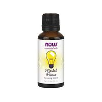 NOW Essential Oils, Mental Focus Oil Blend, Centering Aromatherapy Scent, Blend of Pure Essential Oils, Vegan, Child Resistant Cap, 1-Ounce