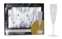Lumiere 5oz Plastic Champagne Flutes Glasses, 1 Piece Design 8 Per Box