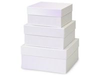 Nested Gift Boxes 3 Piece Set - Square - Large - Pearl White