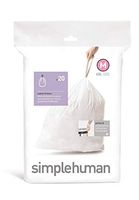 simplehuman Code M Custom Fit Drawstring Trash Bags, 45 Liters / 12 Gallon, 1 Refill Pack (20 Count)