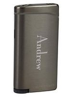 Personalized Vertigo Concorde Gunmetal Double Torch Flame Cigar Lighter with Free Laser Engraving ([C] Text)