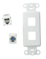 Leviton 41658-W Decora Wall Jack Insert Kit, 6P6C X F, 110 Style, White