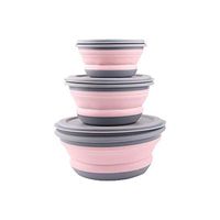 Xeroy Folding Bowl, Portable Silicone Collapsible Travel Bowl Foldable Salad Bowl with Lid for Outdoor Travel, 3PCS. Carefully