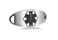 JF.JEWELRY Medical Alert ID Tag for Medical Bracelet Stainless Steel Oval Etching Logo-Black