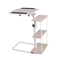 US Shipping,Overbed Table Bedside Multi-Purpose Sofa Side End Laptop Tables Computer Study Desk Breakfast Cart Stand with Wheels and Storage Shelf for Older Men Hospital Home (White)