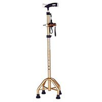 Crutch LPY-YC4200 with LED Light Aluminum Alloy Comfortable Handle Walking Sticks with 4 Leg Base, Adjustable Height
