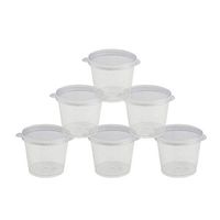 CONIE Multiuse Hard Plastic Container Cups with Lids 1OZ, 50 sets, for Sauce Medicine Slime Crack Resistance