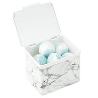 mDesign Stackable Plastic Storage Bin Box with Hinged Lid - Organizer for Vitamins, Supplements, Essential Oils, Medicine Pill Bottles, Bandages, First Aid Supplies - Marble