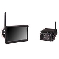 Car Truck Bus Wireless Parking Kit Combo Set DC 12V 24V Rear View Backup IR Night Vision Wide Angle Camera with HD Dash LED Digital Monitor by HitCar (5 Inch)