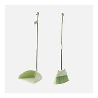 Broom and Dustpan With Long Handle Telescopic Up Plastic Non-stick Hair Multi-Function Broom Set Soft Brush Stainless Steel Rod Broom And Dustpan Home Kitchen Room Lobby Floor Cleaning To
