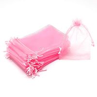 Dealglad 50pcs Drawstring Organza Jewelry Candy Pouch Christmas Wedding Party Favor Gift Bags (3x4, Pink)