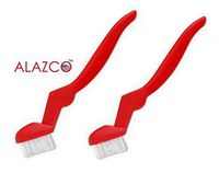 2 ALAZCO Red Narrow Grout Cleaning Brush - Extra Stiff Nylon Bristles - Non-Scratch