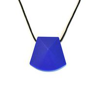 Pyramid Chewable Chewy Sensory Necklace Pendant by Bitey Beads (Navy)