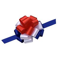 Red, White, and Blue Pull Bows - 9" Wide, Set of 6, Patriotic Holiday Decorations for 4th of July, Veteran's Day, Memorial Day, Election Ribbon