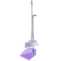 Broom and Dustpan With Long Handle Telescopic Up Stainless steel rod Extra Long Handle Non-stick Hair Broom and Dustpan Soft Brush Non-Slip Handle Broom Set Used for Home Kitchen Schools