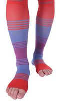 Doc Miller Premium Calf Compression Sleeve Dress Series 1 Pair 20-30mmHg Strong Calf Support Cute Toeless Socks Running Recovery Shin Splints Varicose Veins XL 2XL (Open Toe RedBluePurple, X-Large)