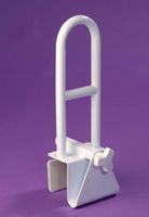Grab Bar - Heavy duty welded steel construction. White vinyl coating. Wipes clean. Stainless steel locking mechanism. Hip-grib non-mar rubber pads. Height above tub 13 1/4".