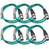 Seismic Audio SATRXL-F2Green6 2-Feet XLR Female to 1/4-Inch TRS Patch Cables - Green