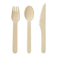 Disposable Wooden Cutlery 300 Pack -Forks(100), Knives(100) And Spoons(100), Perfect Alternative For Plastic P215 (300)-HOT (Color : Wood color)