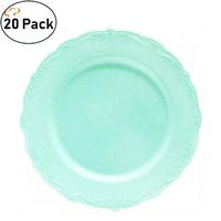 TigerChef Turquoise 7.5 Inch Salad Plates Heavy Duty Plastic Serendipity Dinnerware Disposable Bulk Party Supplies Hard Round Heavyweight Plates Lunch Dinner Pack of 20 (7.5" Plates, Turquoise)