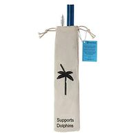 Reusable Stainless Steel Sand Straw 3 Pack Blue - 10% of Profit Supports A Different Sea Animal Dolphin