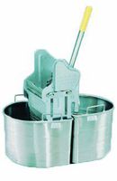 Royce Rolls Stainless Steel Two 4-Gallon Half-Oval Double Tank Set with 12-16 oz. Mop Wringer - #08R