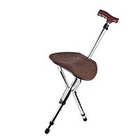 TDM Cane Folding Stool Elderly Adjustable Disabled Persons Underarm Crutches Folding Cane Stool Aluminum Alloy Anti-Slip Three-Legged Walking Stick