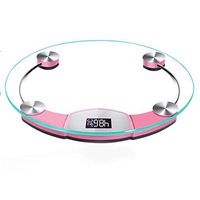 CHENNAO Round Digital Body Weight Bathroom Scale (Slim 17mm Design, Easy Read Display，Explosion-Proof Tempered Glass, Step-On Technology, Electronic Precision)，Batteries Not Included，Pink