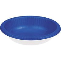 Club Pack of 200 Cobalt Blue and White Disposable Paper Party Banquet Dinner Bowls 20 oz