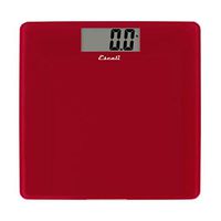 Escali B200RR Glass Platform Bathroom Body Scale, Low Profile, LCD Digital Display, 440lb Capacity, Rio Red
