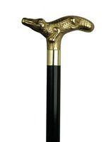 Unisex Alligator Cane Black Shaft, Solid Brass Handle  -Affordable Gift! Item #HAR-9111908