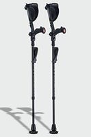 Ergobaum Black Mamba by Ergoactives. 1 Pair (2 Units) of Ergonomic Forearm Crutches - Adult 5' - 6'6'' Adjustable, Ergonomic, Shock Absorber, Non-Slip, Knee-Rests, LED Lights (Real Carbon Fiber)
