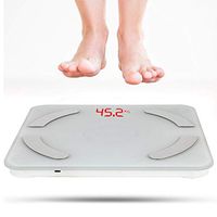 Digital Body Weight Scale, BT Body Fat Scale USB Digital Bathroom Weight Scale with Smartphone App BMI Scale Health Monitor Bathroom Scale for Home Gym(White)