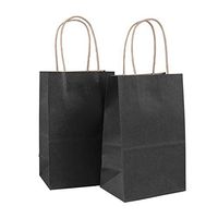 Incredible Packaging - 5.5" x 3.25" x 8.37" Kraft Paper Bags with Handles for Shopping, Lunch, Retail and Merchandise. Strong and Reusable - 60 Bags Count - 80 Paper Thickness (60, Black)
