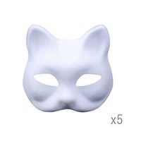 Meimasks DIY White Paper Mask Pulp Blank Hand Painted Mask Personality Creative Free Design Mask 5pcs (Cat)